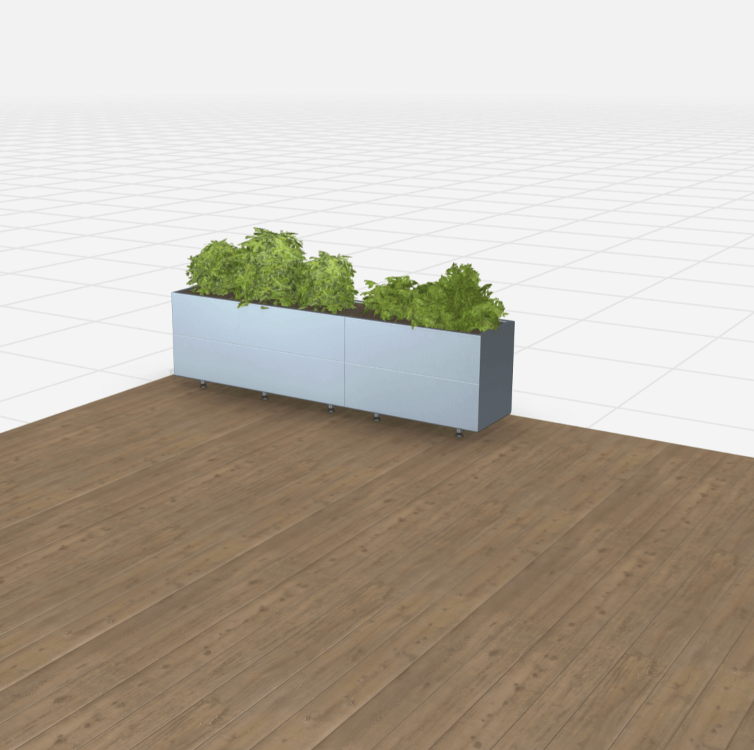 Plantekasse i stål - 200x40 cm med bunn og ben – BEDD