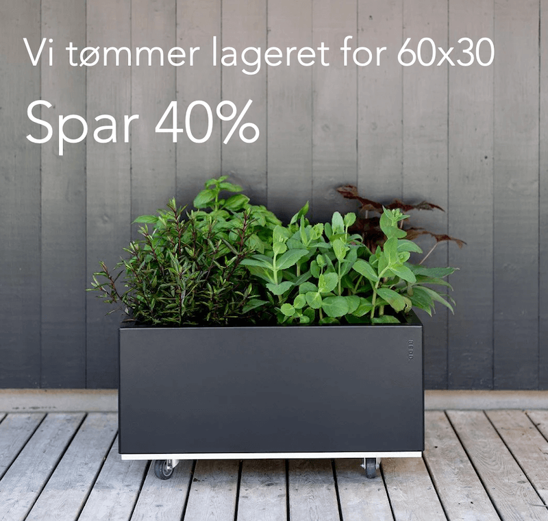 Balkongkasse 60x30 h25 med bunn og hjul