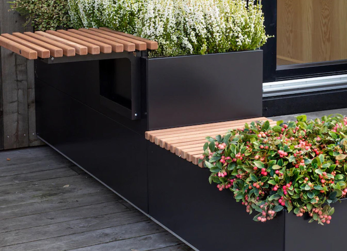 Plantekasse i stål - 200x40 cm med bunn og ben – BEDD